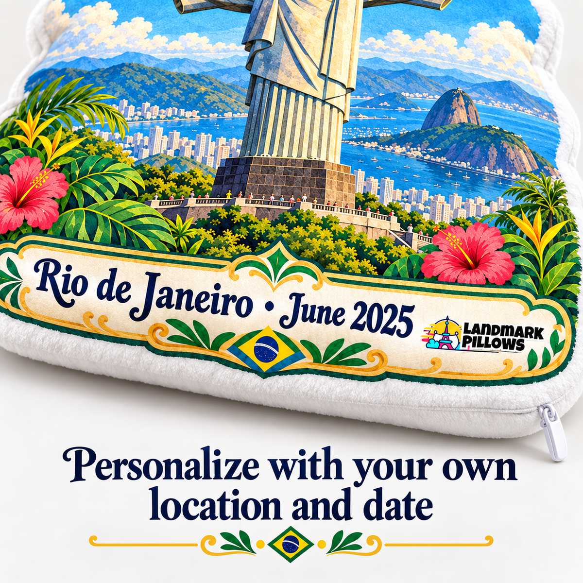 Christ the Redeemer Pillow personalization detail