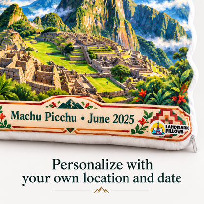 Machu Picchu Pillow personalization detail